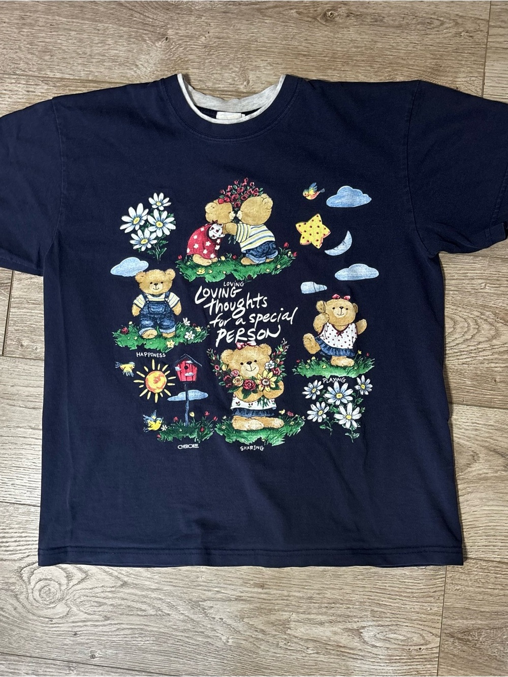 Women’s Vintage Cute Cherokee Bear Tee size L